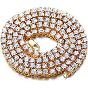 Halukakah Gold Chain for Men Iced Out,6MM Men's Tennis Chain 18k Real Gold/Platinum White Gold/Rhodium Black Plated Choker Necklace Bracelet,Lab Diamond Prong Set,Gift for Him
