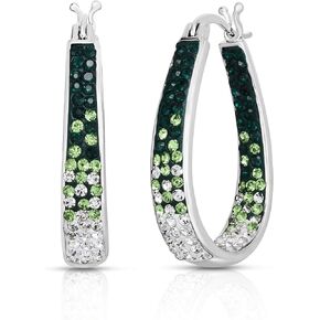 White And Gold Plated Inside Out Crystal Hoop Earrings For Women,Crystal Hoop Earrings in Saudi Arabia
