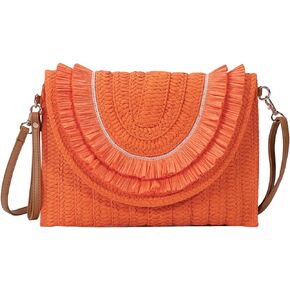Gets Straw Clutch Bags for Women Handmade Woven Summer Beach Envelope Purse Wallet Crossbody Bag with Strap in Kuwait
