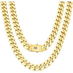 Nuragold 14k الذهب الأصفر 13mm Royal Monaco Miami Cuban Link Chain Necklace، مجوهرات رجالي فاخرة مشبك صندوق 20 بوصة 22 بوصة 24 بوصة 26 بوصة 28 بوصة 30 بوصة in Saudi Arabia