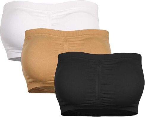 Cabales KINYAOYAO 3 Packs Women's Seamless Bandeau Crop Tube Top Bra Strapless Padded Bralette in Saudi Arabia