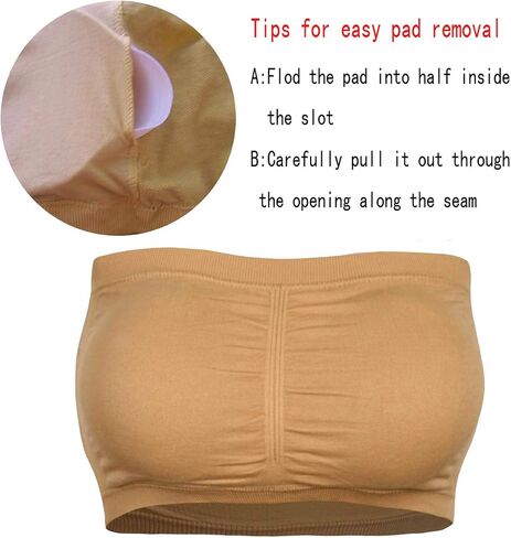 Cabales KINYAOYAO 3 Packs Women's Seamless Bandeau Crop Tube Top Bra Strapless Padded Bralette in Saudi Arabia