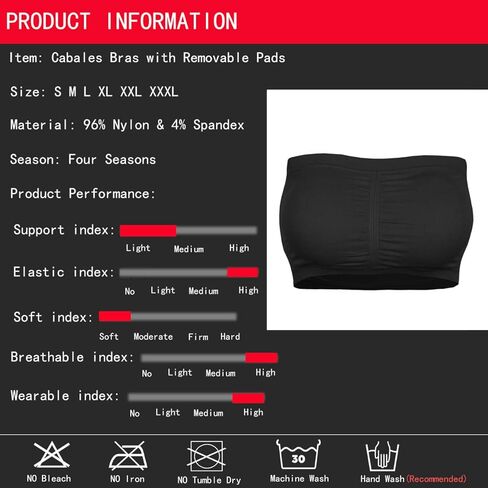 Cabales KINYAOYAO 3 Packs Women's Seamless Bandeau Crop Tube Top Bra Strapless Padded Bralette in Saudi Arabia