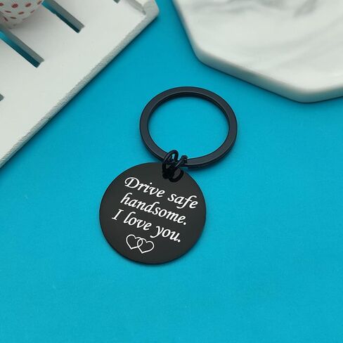 Xiahuyu Drive Safe Keychain Handsome I Love You Keychain Gifts for Boyfriend Fiance Husband Valentines Day Gifts Christmas Birthday Gifts Father's Day Gift for Husband Boyfriend Dad Son in Saudi Arabia