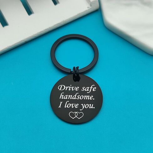 Xiahuyu Drive Safe Keychain Handsome I Love You Keychain Gifts for Boyfriend Fiance Husband Valentines Day Gifts Christmas Birthday Gifts Father's Day Gift for Husband Boyfriend Dad Son in Saudi Arabia