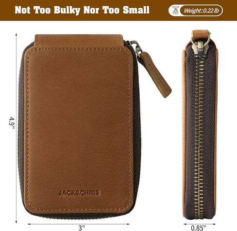 حامل مفاتيح جلدي من جاك آند كريس، حافظة مفاتيح جلدية للرجال، غطاء سلسلة مفاتيح جلدي، JC05-8 بني in Kuwait