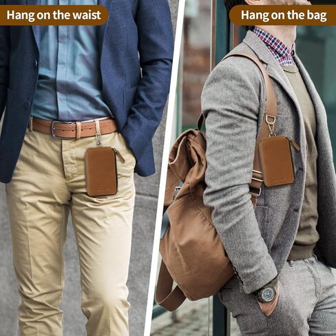 حامل مفاتيح جلدي من جاك آند كريس، حافظة مفاتيح جلدية للرجال، غطاء سلسلة مفاتيح جلدي، JC05-8 بني in Kuwait