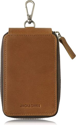 حامل مفاتيح جلدي من جاك آند كريس، حافظة مفاتيح جلدية للرجال، غطاء سلسلة مفاتيح جلدي، JC05-8 بني in Kuwait