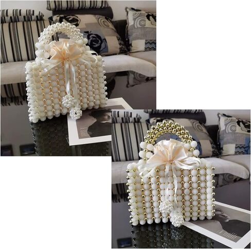 YUSHINY Women Handmade Pearl Beaded Evening Handbag Top Handle Purse with InnerBag & DustBag in Kuwait