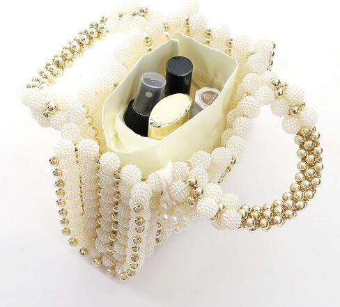 YUSHINY Women Handmade Pearl Beaded Evening Handbag Top Handle Purse with InnerBag & DustBag in Kuwait