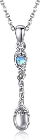 JERWLI Spoon Necklace Sterling Silver Tree of Life Spoon Pendant Necklace Moonstone Spoon Jewelry for Women Girls Gifts in Saudi Arabia