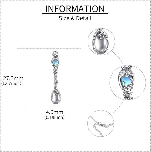 JERWLI Spoon Necklace Sterling Silver Tree of Life Spoon Pendant Necklace Moonstone Spoon Jewelry for Women Girls Gifts in Saudi Arabia