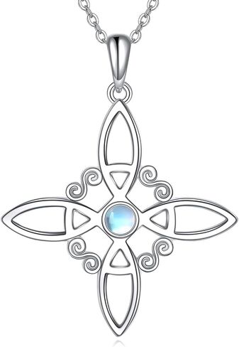 YAFEINI Witches Knot Necklace Sterling Silver Abalone Shell Cross Celtic Witch Knot Pendant Necklace Pagan Jewelry for Women Girls Gifts in Saudi Arabia