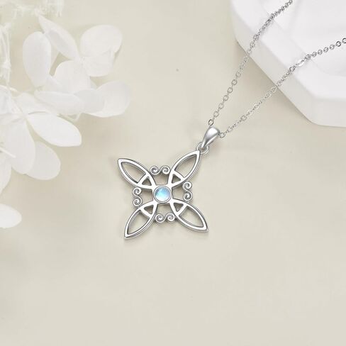 YAFEINI Witches Knot Necklace Sterling Silver Abalone Shell Cross Celtic Witch Knot Pendant Necklace Pagan Jewelry for Women Girls Gifts in Saudi Arabia
