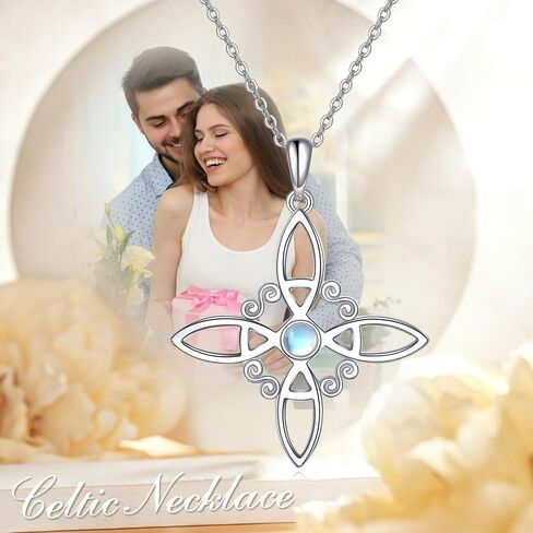 YAFEINI Witches Knot Necklace Sterling Silver Abalone Shell Cross Celtic Witch Knot Pendant Necklace Pagan Jewelry for Women Girls Gifts in Saudi Arabia