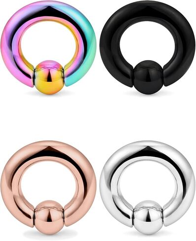 Ftovosyo PA Rings حلقات الخرزة الأسيرة حلقات زنبركية CBR Monster Screwball Rings حلقة حاجز كبيرة الأذن مقاييس الأقراط 2G 4G 6G 8G 316L مجوهرات الجسم الجراحية الفولاذية المثقوبة 4 قطع in Kuwait