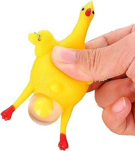 Yellow Funny Chicken Keyring Keychain, 3.9 * 2.4inch Mini Rubber Squeeze Chicken Toy Pendant for Bags Keys, Gift for Kids Teens,, Yellow, 3.9*2.4 in Kuwait