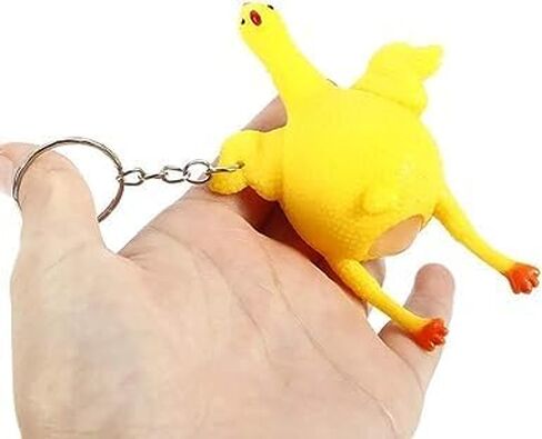 Yellow Funny Chicken Keyring Keychain, 3.9 * 2.4inch Mini Rubber Squeeze Chicken Toy Pendant for Bags Keys, Gift for Kids Teens,, Yellow, 3.9*2.4 in Kuwait