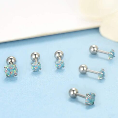 Triple Forward Helix Jewelry 316l Surgical Steel Real Opal 16g Cartilage Earring Studs Helix Conch Piercing Jewelry in Saudi Arabia
