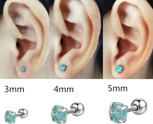 Triple Forward Helix Jewelry 316l Surgical Steel Real Opal 16g Cartilage Earring Studs Helix Conch Piercing Jewelry in Saudi Arabia