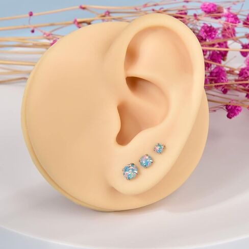 Triple Forward Helix Jewelry 316l Surgical Steel Real Opal 16g Cartilage Earring Studs Helix Conch Piercing Jewelry in Saudi Arabia