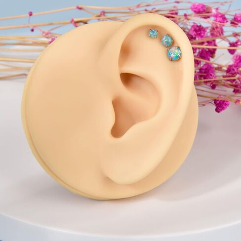 Triple Forward Helix Jewelry 316l Surgical Steel Real Opal 16g Cartilage Earring Studs Helix Conch Piercing Jewelry in Saudi Arabia