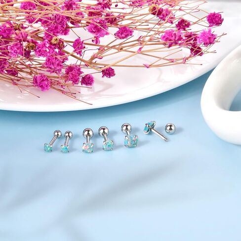 Triple Forward Helix Jewelry 316l Surgical Steel Real Opal 16g Cartilage Earring Studs Helix Conch Piercing Jewelry in Saudi Arabia