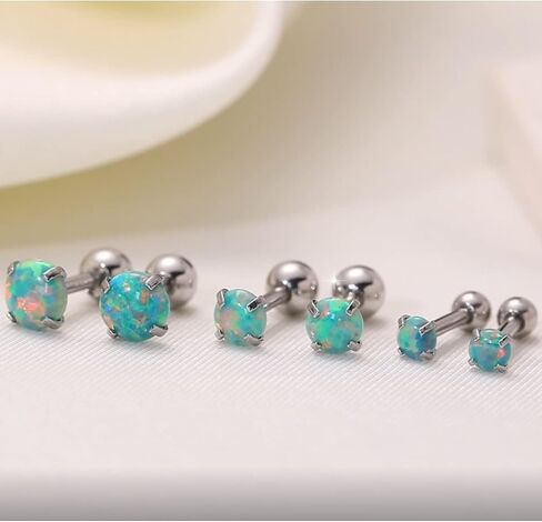 Triple Forward Helix Jewelry 316l Surgical Steel Real Opal 16g Cartilage Earring Studs Helix Conch Piercing Jewelry in Saudi Arabia