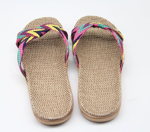 FRALOSHA Women's Summer Slippers Flax Cross House Shoes Indoor Breathable Outdoor Sandals in Saudi Arabia