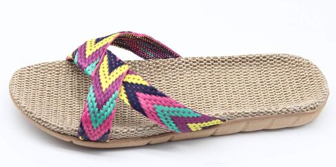 FRALOSHA Women's Summer Slippers Flax Cross House Shoes Indoor Breathable Outdoor Sandals in Saudi Arabia