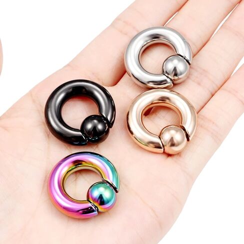Ftovosyo PA Rings حلقات الخرزة الأسيرة حلقات زنبركية CBR Monster Screwball Rings حلقة حاجز كبيرة الأذن مقاييس الأقراط 2G 4G 6G 8G 316L مجوهرات الجسم الجراحية الفولاذية المثقوبة 4 قطع in Kuwait