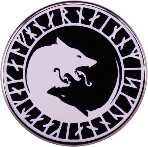 Fenrir Wolf Yin Yang Celtic Norse Viking Knot Runes God Odin Ragnarok 1.1" Lapel Enamel Pin in Saudi Arabia
