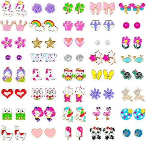 مجموعة أقراط إيليسا ميراكل للنساء 36 زوجًا من أقراط مسمار لا تسبب الحساسية مجموعة قيمة للأقراط المعدنية للحساسية in Kuwait