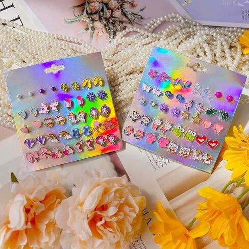 مجموعة أقراط إيليسا ميراكل للنساء 36 زوجًا من أقراط مسمار لا تسبب الحساسية مجموعة قيمة للأقراط المعدنية للحساسية in Kuwait