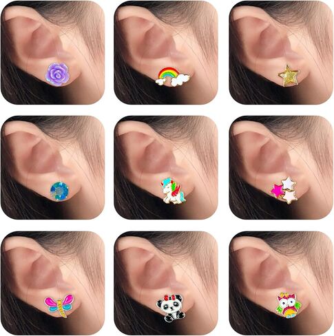 مجموعة أقراط إيليسا ميراكل للنساء 36 زوجًا من أقراط مسمار لا تسبب الحساسية مجموعة قيمة للأقراط المعدنية للحساسية in Kuwait