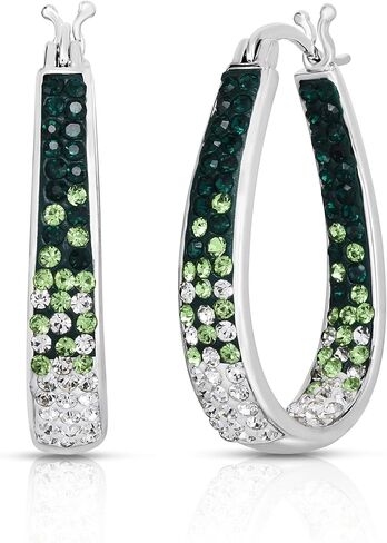 White And Gold Plated Inside Out Crystal Hoop Earrings For Women,Crystal Hoop Earrings in Saudi Arabia