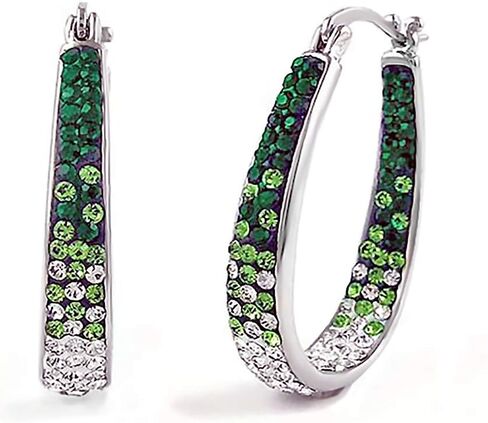 White And Gold Plated Inside Out Crystal Hoop Earrings For Women,Crystal Hoop Earrings in Saudi Arabia
