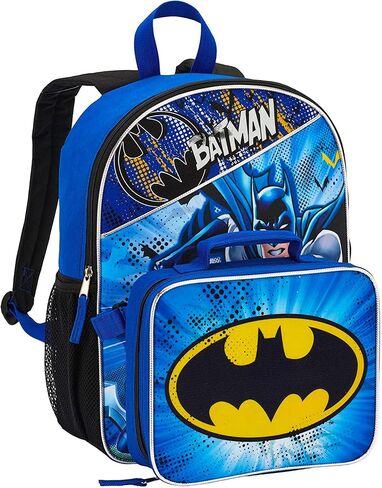 Batman Backpack with Lunchbox Set for Boys Kids ~ 6 Pc Bundle With Deluxe 16" Batman Backpack, Insulated Lunch Bag, Stickers, and More (Batman School Supplies) in Saudi Arabia