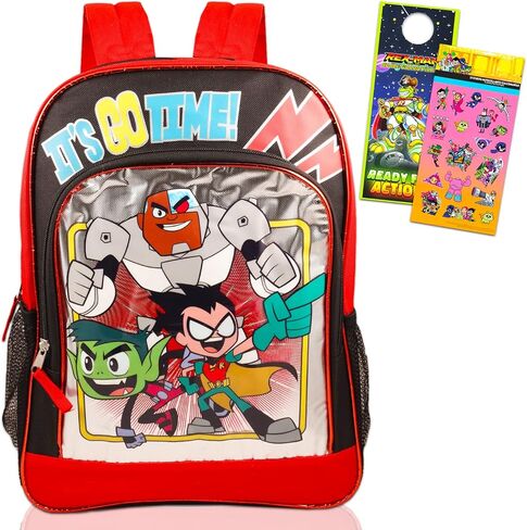 Teen Titans Backpack for Boys Set - Bundle with 16" Teen Titans Go Backpack, Stickers, More | Teen Titans Backpack for School in Saudi Arabia