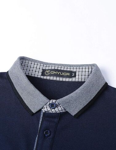 GHYUGR Men's Polo Shirts Short Sleeve Polo Casual Contrast Color Splice T-Shirt in Saudi Arabia