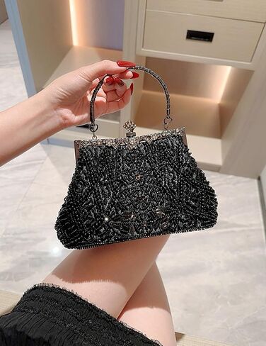 AIJUN محفظة مسائية مطرزة بالترتر عتيقة لامعة لامعة للنساء 1920s حفلة موسيقية وحفلات الزفاف وكوكتيل in Kuwait