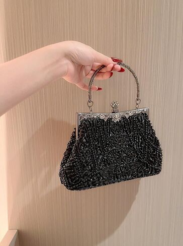 AIJUN محفظة مسائية مطرزة بالترتر عتيقة لامعة لامعة للنساء 1920s حفلة موسيقية وحفلات الزفاف وكوكتيل in Kuwait