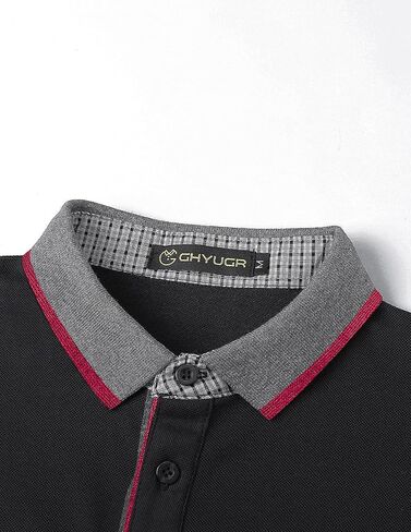GHYUGR Men's Polo Shirts Short Sleeve Polo Casual Contrast Color Splice T-Shirt in Saudi Arabia