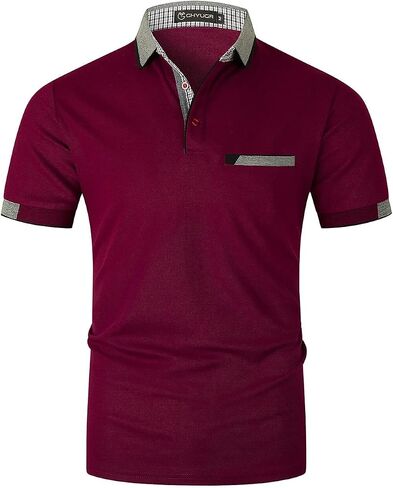 GHYUGR Men's Polo Shirts Short Sleeve Polo Casual Contrast Color Splice T-Shirt in Saudi Arabia