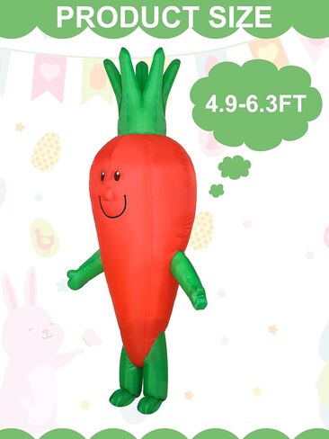 Gemscream Easter Carrot Inflatable Costume Adult Funny Fruits Vegetable Food Costume for Men Women Easter Cosplay Party in Saudi Arabia