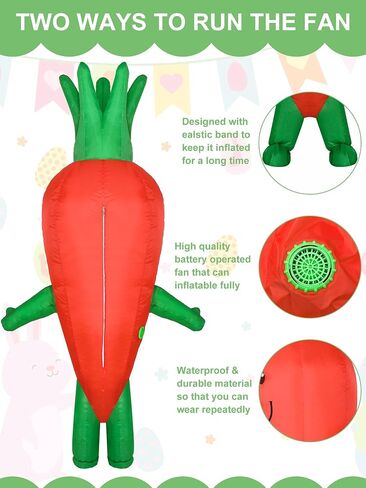 Gemscream Easter Carrot Inflatable Costume Adult Funny Fruits Vegetable Food Costume for Men Women Easter Cosplay Party in Saudi Arabia