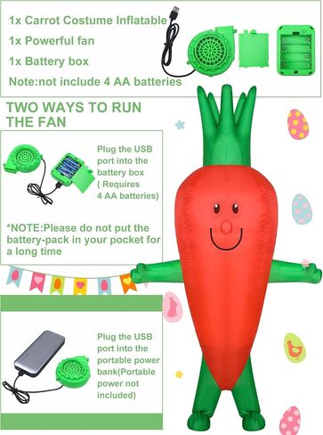 Gemscream Easter Carrot Inflatable Costume Adult Funny Fruits Vegetable Food Costume for Men Women Easter Cosplay Party in Saudi Arabia