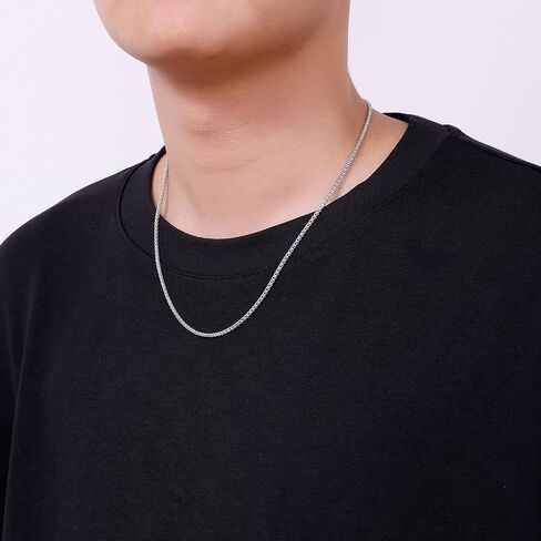 Fiusem Silver Tone Wheat Chain Necklace for Men, 2.5mm Mens Chain Necklaces, Stainless Steel Necklace Chains for Men, Boys and Women, Men Necklace 16-28 Inch in Saudi Arabia