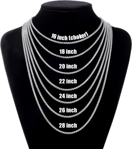 Fiusem Silver Tone Wheat Chain Necklace for Men, 2.5mm Mens Chain Necklaces, Stainless Steel Necklace Chains for Men, Boys and Women, Men Necklace 16-28 Inch in Saudi Arabia