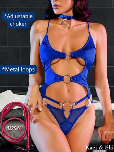 ملابس داخلية Kaei&Shi Strappy، حلقة معدنية، مقصوصة، بأربطة، بدلة ثونغ in Saudi Arabia